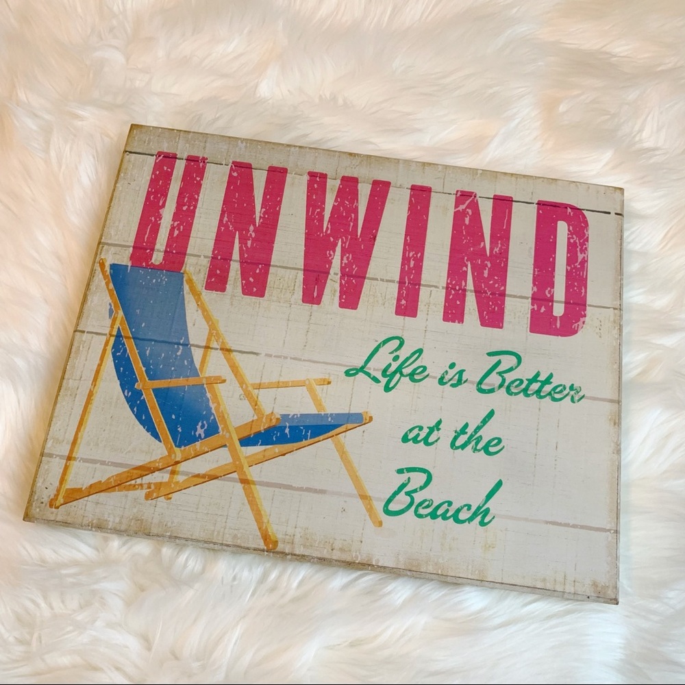 NWT Frame " Life is better at the beach " UNWIND Wall Decor 14” x 11”